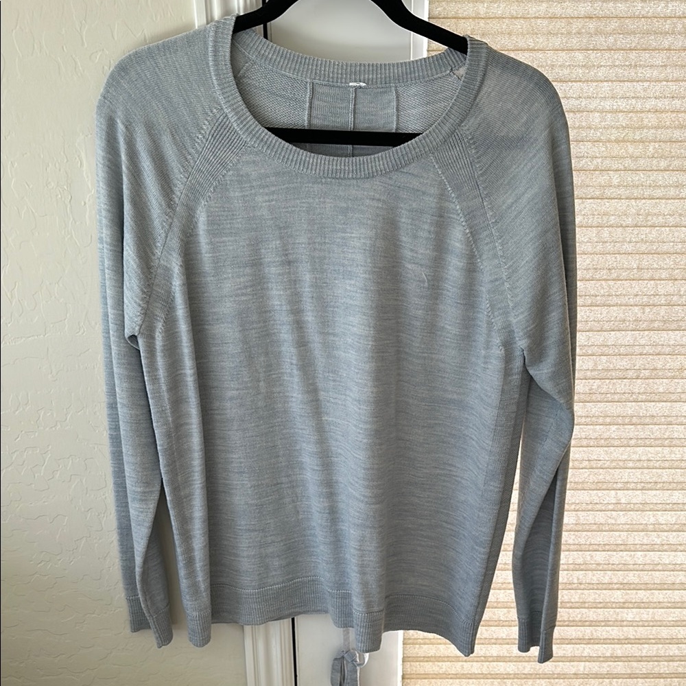 Lululemon Light Blue Tied To You Sweater Washable Wool NWOT Sz 10